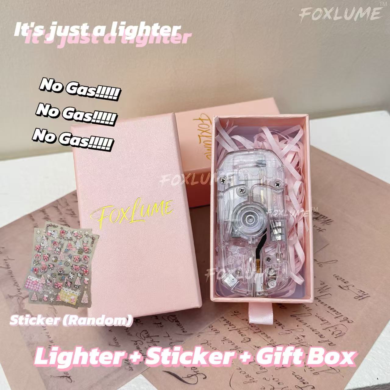 Creative Transparent Gyro Lighters with DIY Stickers&Gift Box Windproof Ignition