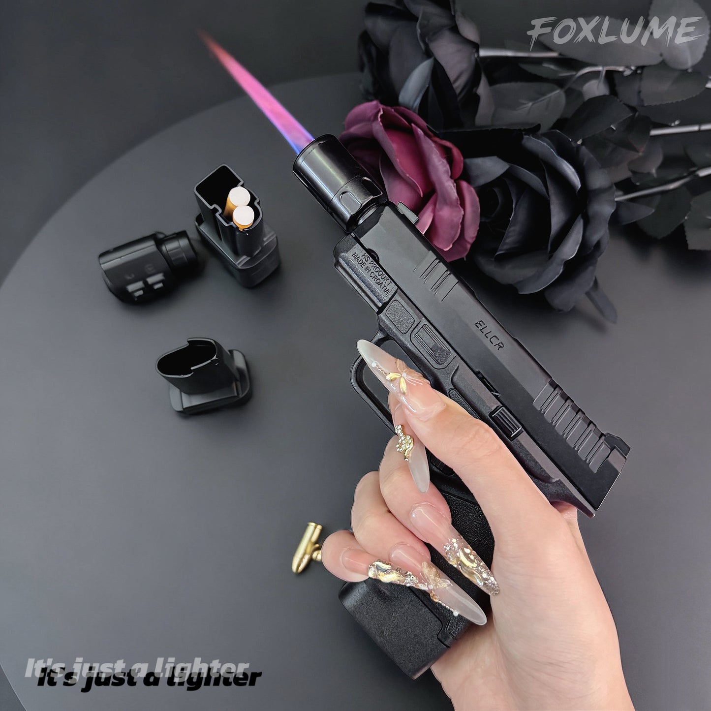 Cool Windproof Metal Lighter | Butane Not Included | Refillable Adjustable | Two Color Flames | Cool Lighter | Cool Gift for Men,BoyFriend, Father|Father's Day