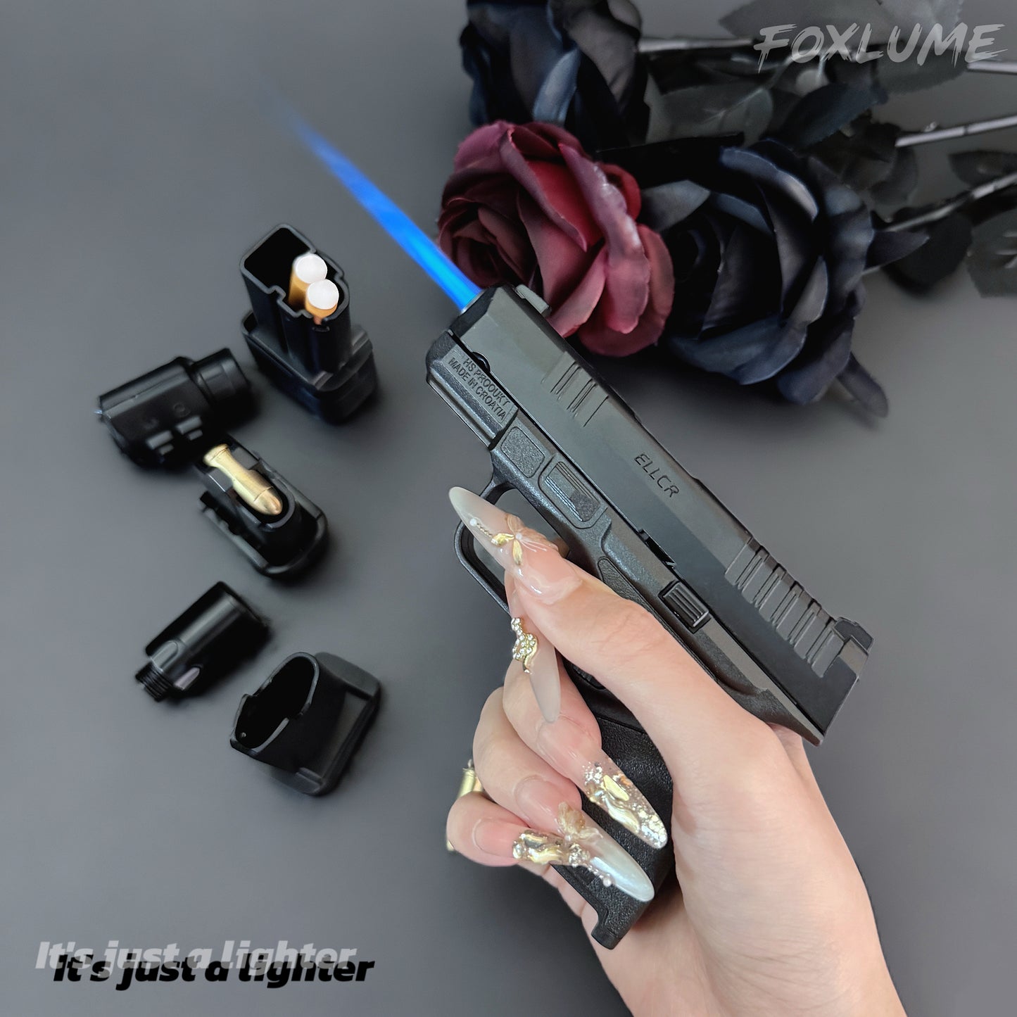 Cool Windproof Metal Lighter | Butane Not Included | Refillable Adjustable | Two Color Flames | Cool Lighter | Cool Gift for Men,BoyFriend, Father|Father's Day