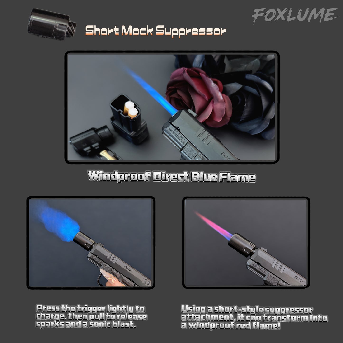 Cool Windproof Metal Lighter | Butane Not Included | Refillable Adjustable | Two Color Flames | Cool Lighter | Cool Gift for Men,BoyFriend, Father|Father's Day