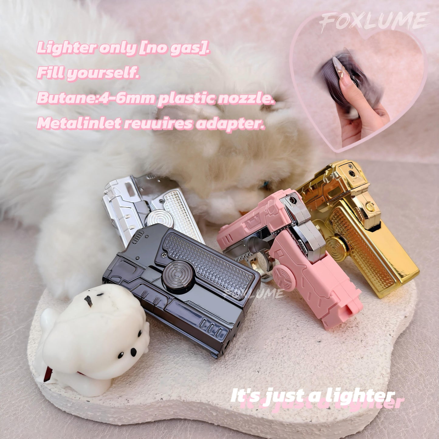 [Foxlume] Ladies's  Fingertip Gyroscope Butane Lighter [Without Butane] Metallic Texture, Elegant Gifts