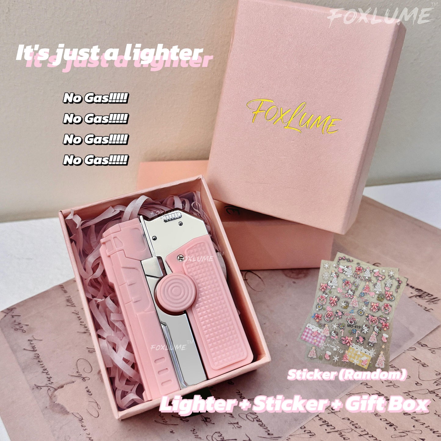 [Foxlume] Ladies's  Fingertip Gyroscope Butane Lighter [Without Butane] Metallic Texture, Elegant Gifts