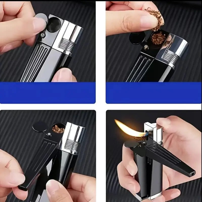 [Foxlume]Windproof 2 in 1 Lighter Refillable Folding with Adjustable F